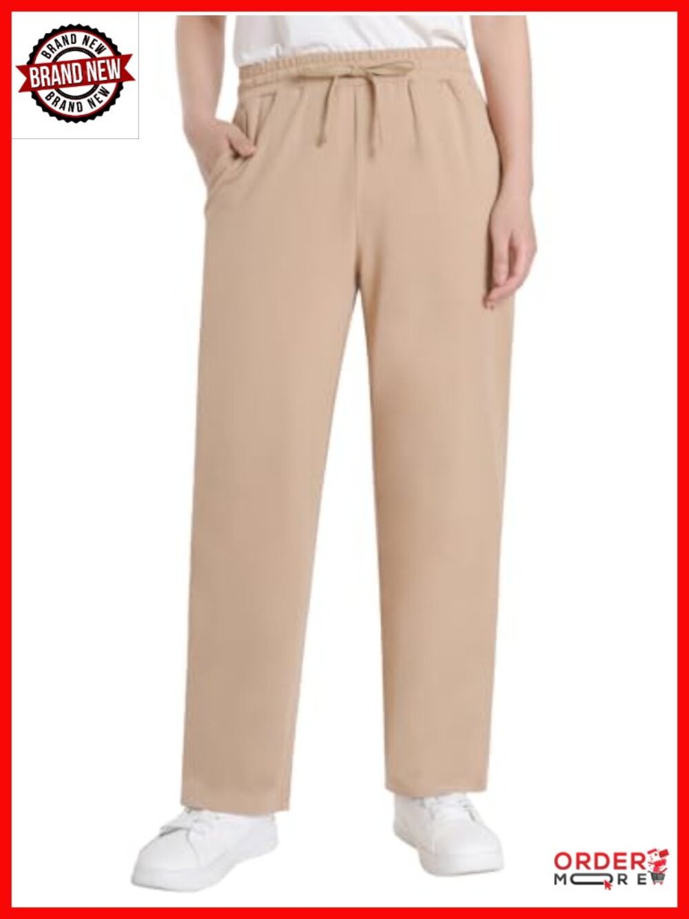 Petite Straight Leg Cotton Lounge Pants Drawstring Pockets Casual